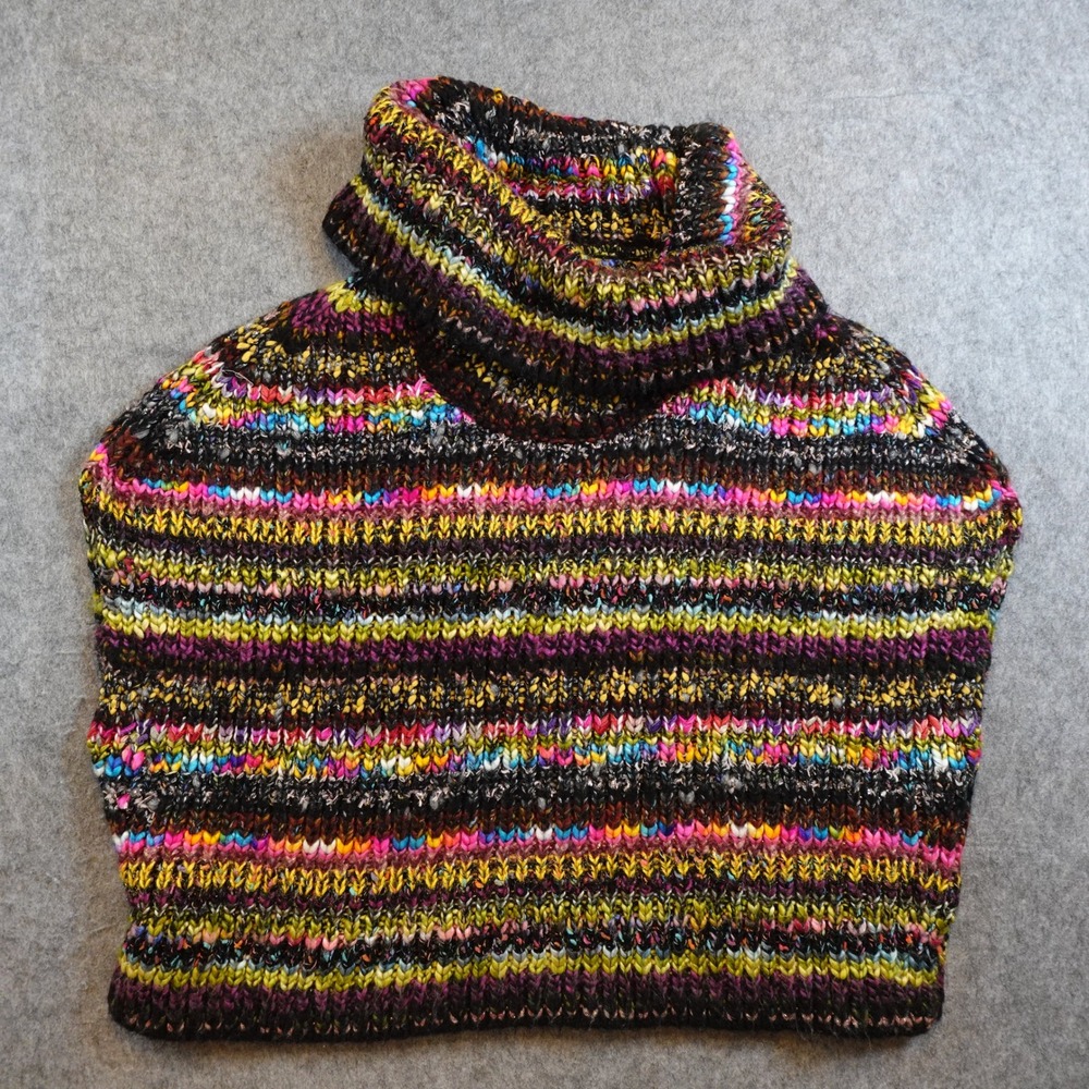 Anthropologie Sweater Women XS/S Gold Pink Piera Knit Turtleneck Poncho Chunky
